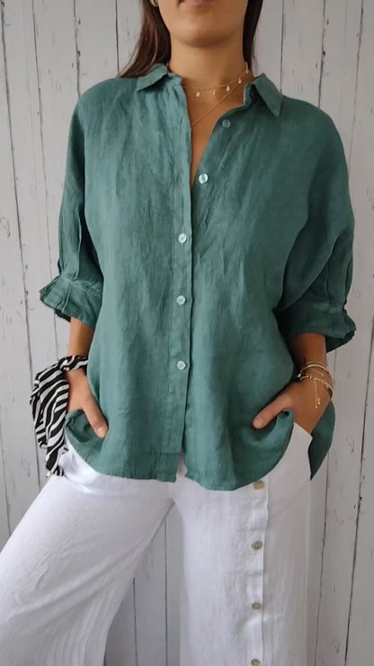 SunRize™ | 👕 Camicia in cotone e lino con schiena annodata👕