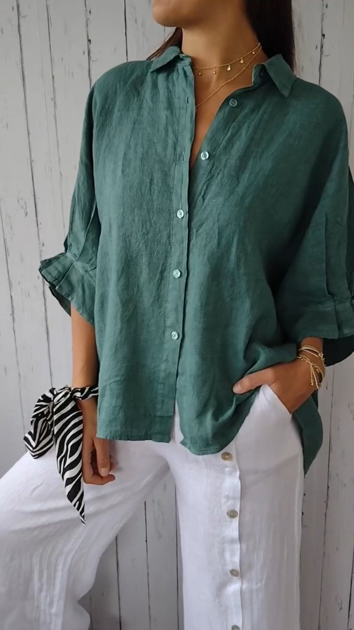 SunRize™ | 👕 Camicia in cotone e lino con schiena annodata👕